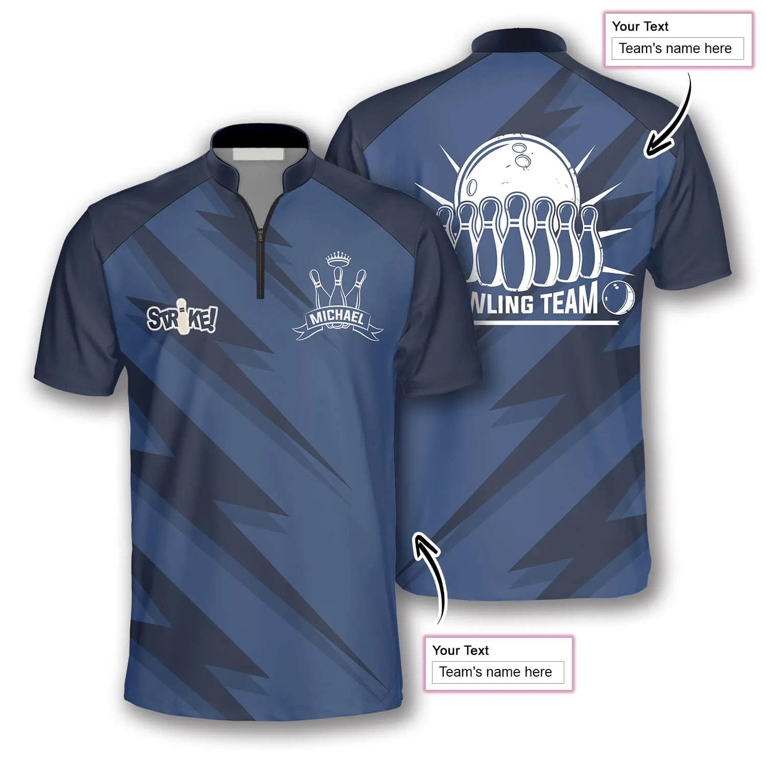 3D All Over Print Blue Lightning Custom Bowling Jerseys for Men, Uniform Shirt for Bowling Team