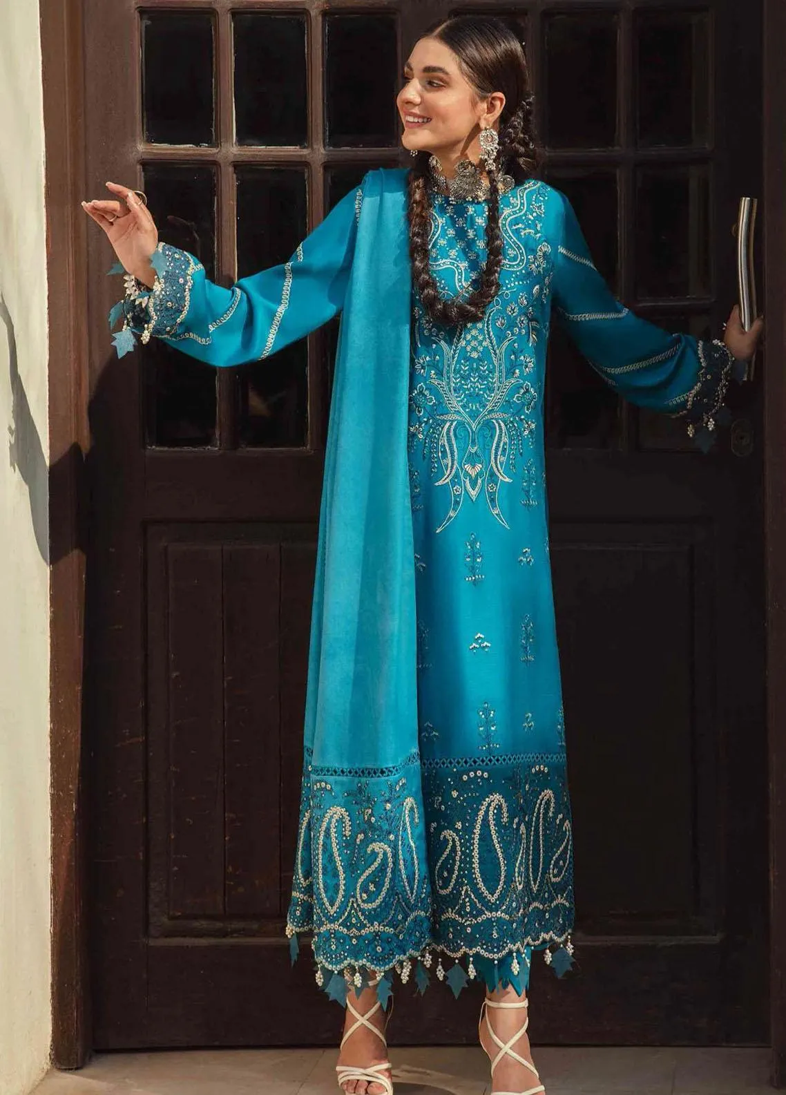 Afrozeh Embroidered Linen Unstitched 3 Piece Suit - 07