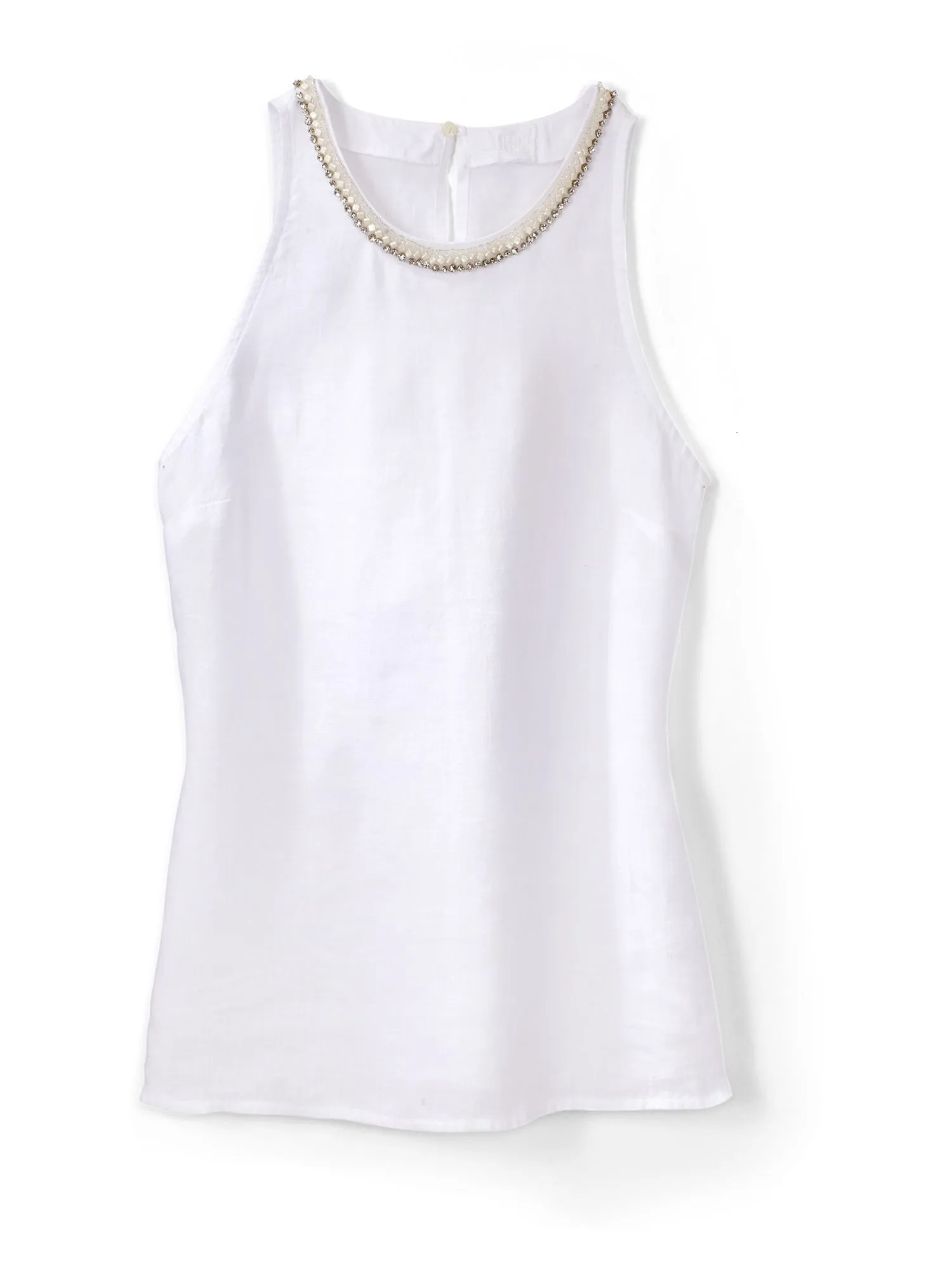 Alaya Jewel Sleeveless Linen Top