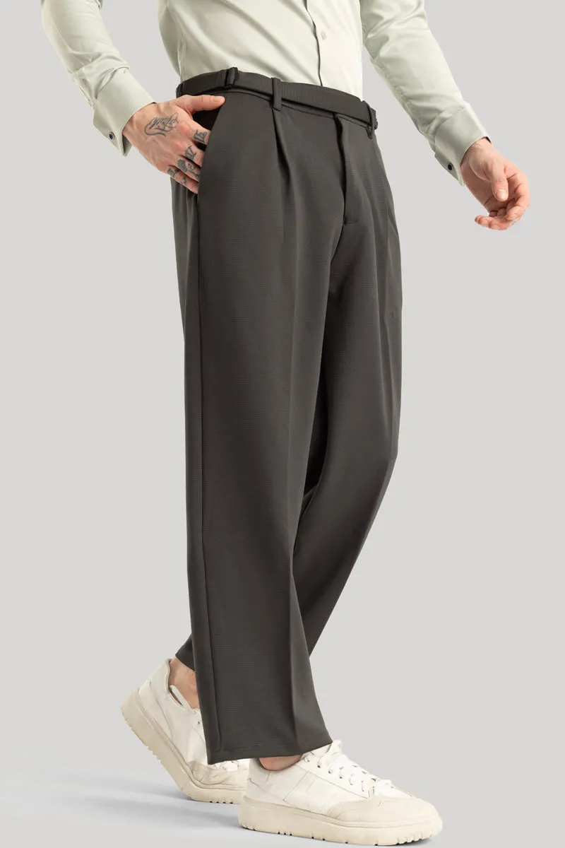 Alessio Charcoal Grey Plain Relaxed Fit Korean Trousers