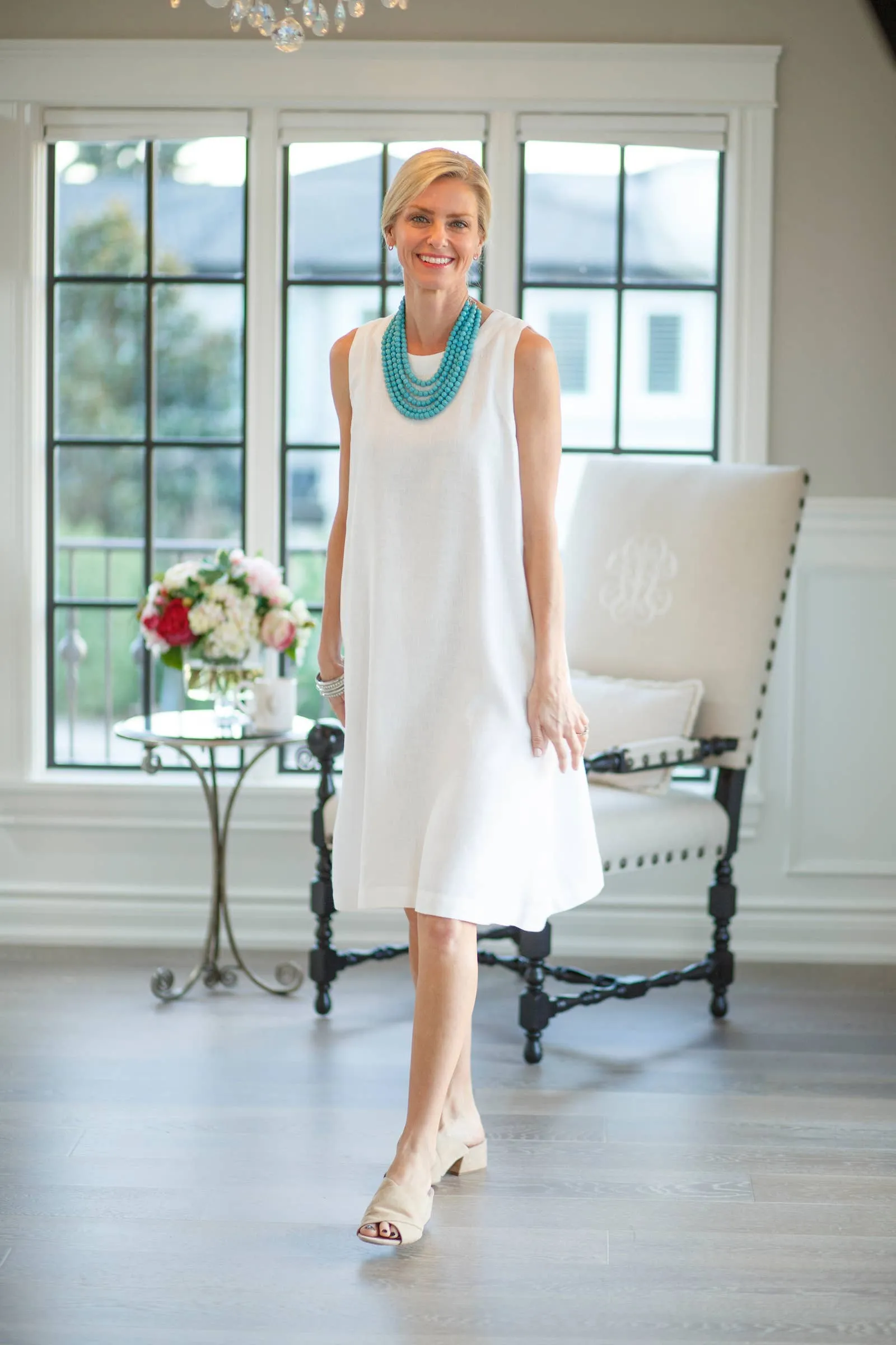 Alma Linen Dress Blue