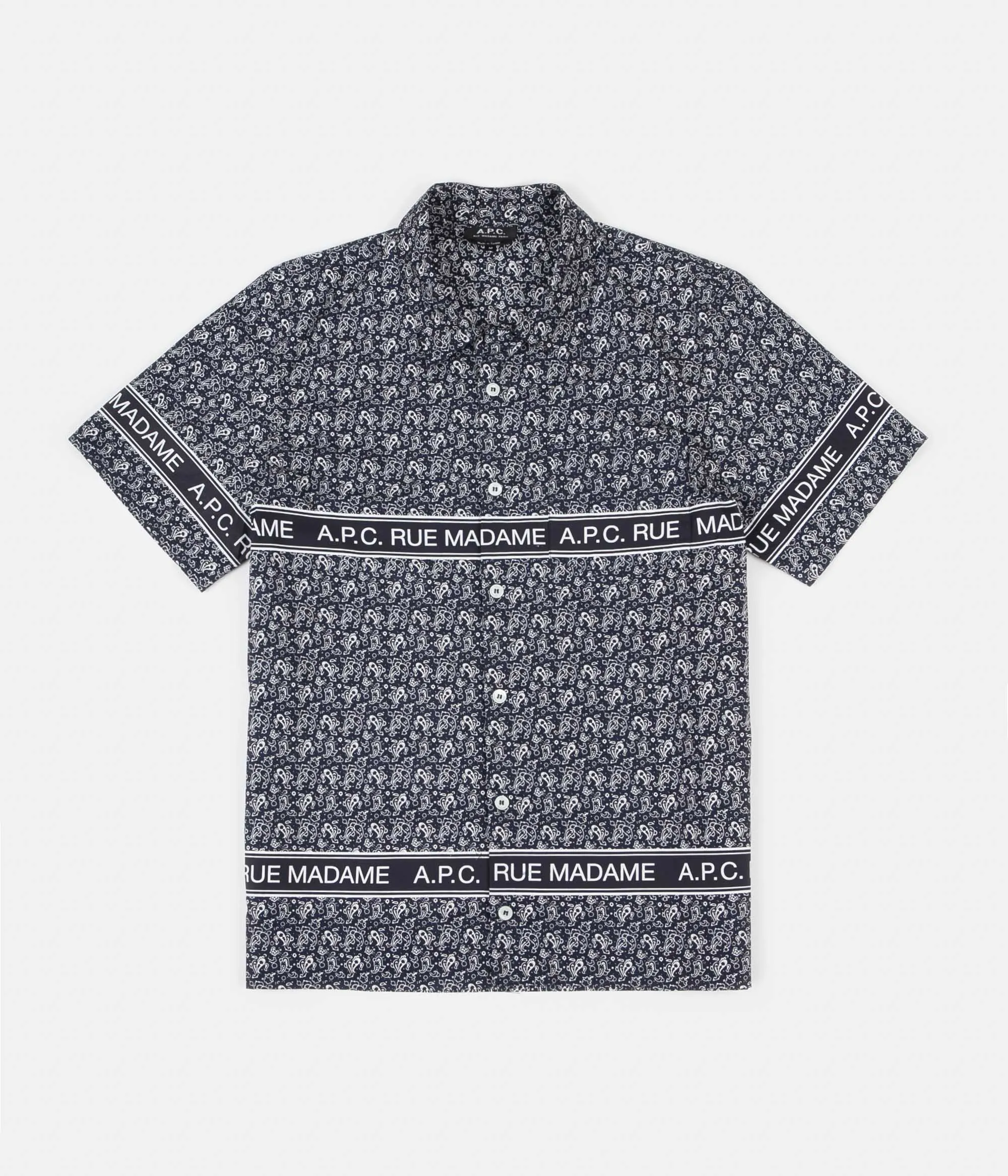 A.P.C. Logo Short Sleeve Shirt - Dark Navy