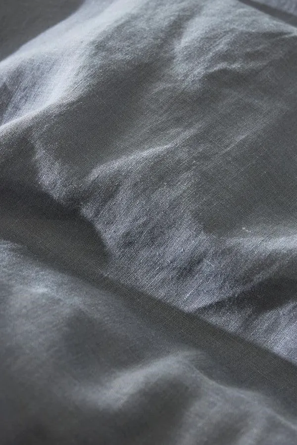 Belgian Washed Linen Charcoal King Flat Sheet