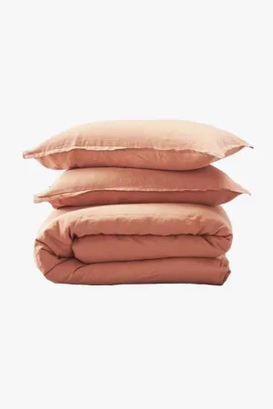 Belgian Washed Linen King Adobe Duvet Cover Set