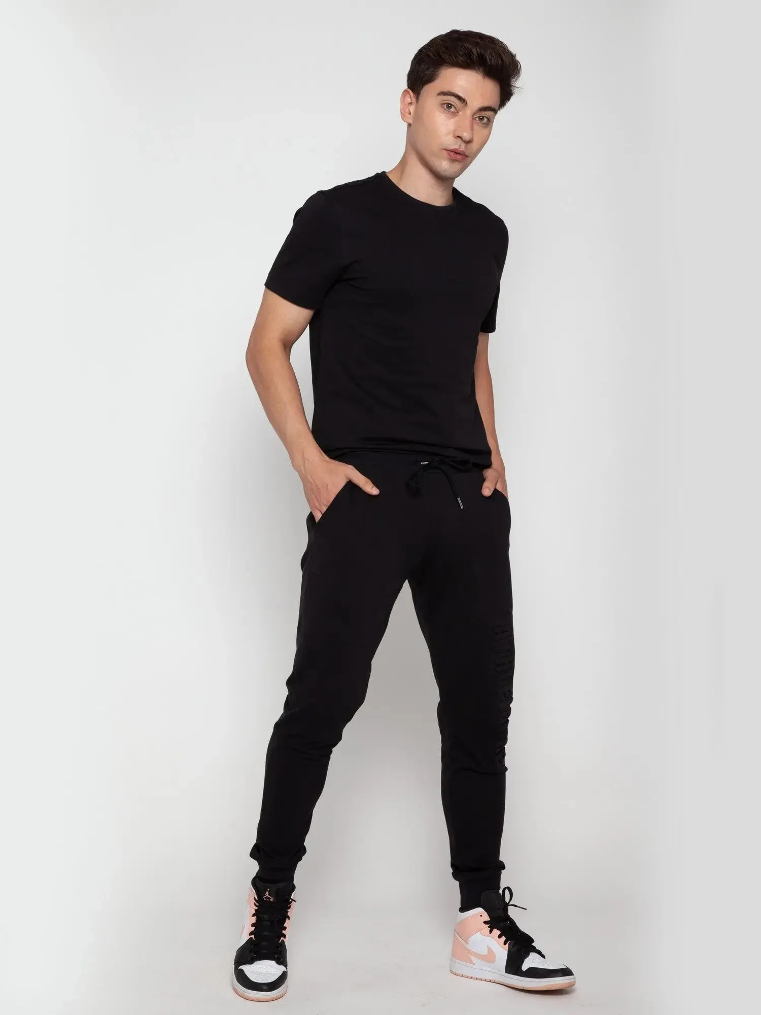 Black Athleisure Embossed Jogger