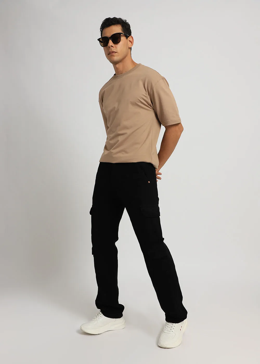 Black Double Pocket Cargo Denim