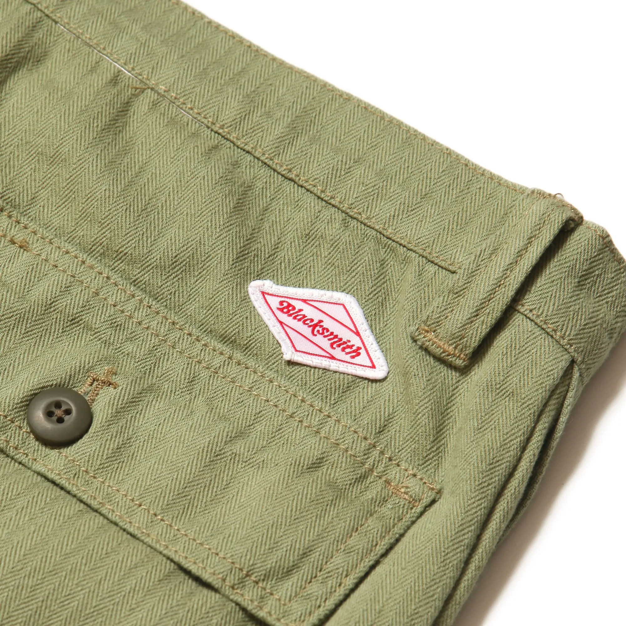 Light Olive Herringbone Easy Pants by Blacksmith