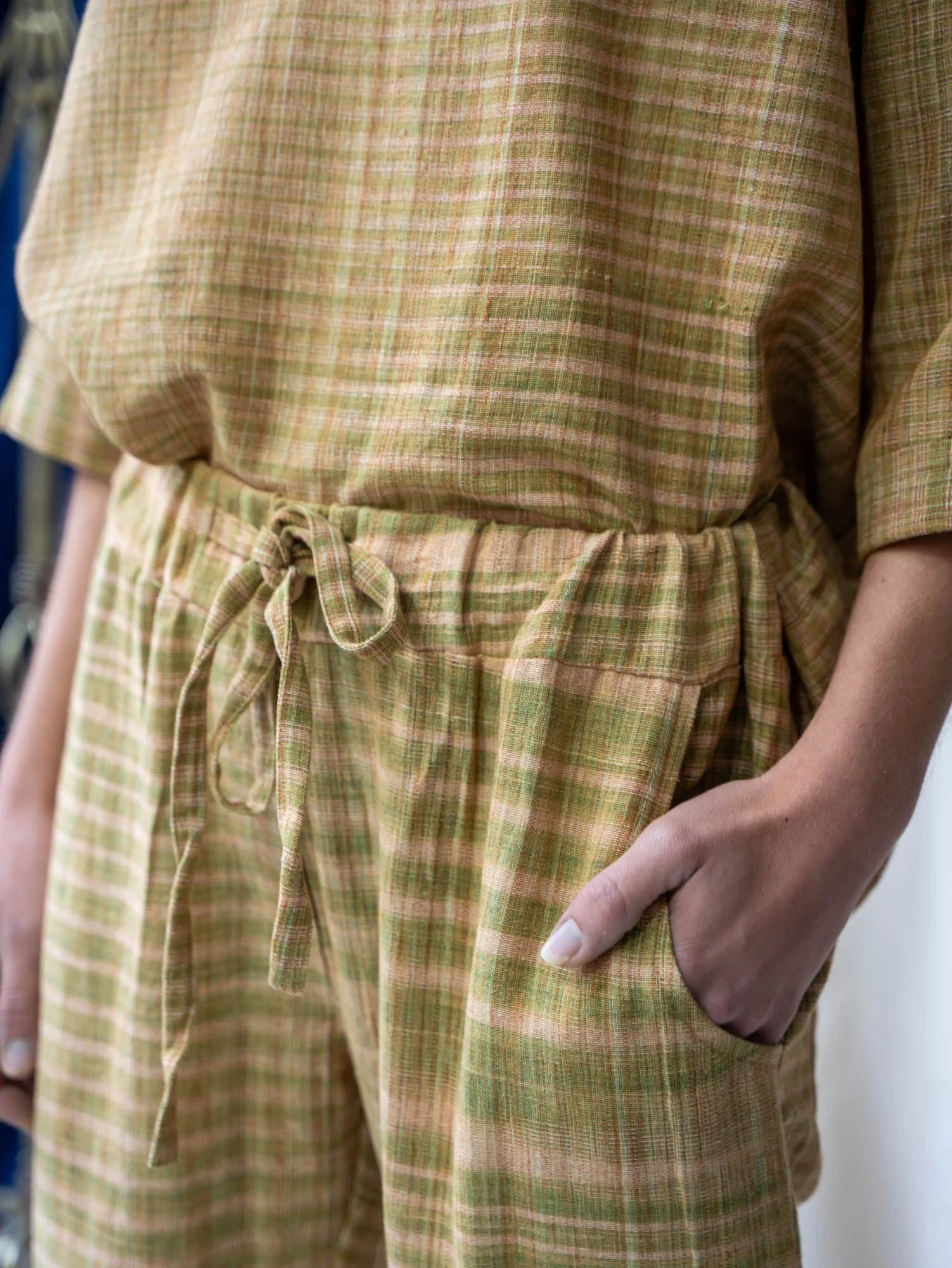 Drawstring Pants - Brown Mixed Weave Khadi