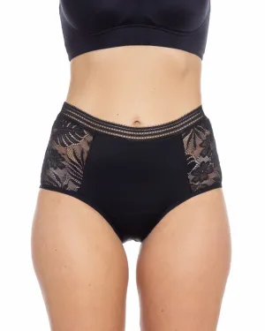 Floral Sheer Leakproof High Waist Brief Panty - Shear Protection - Moderate Hold