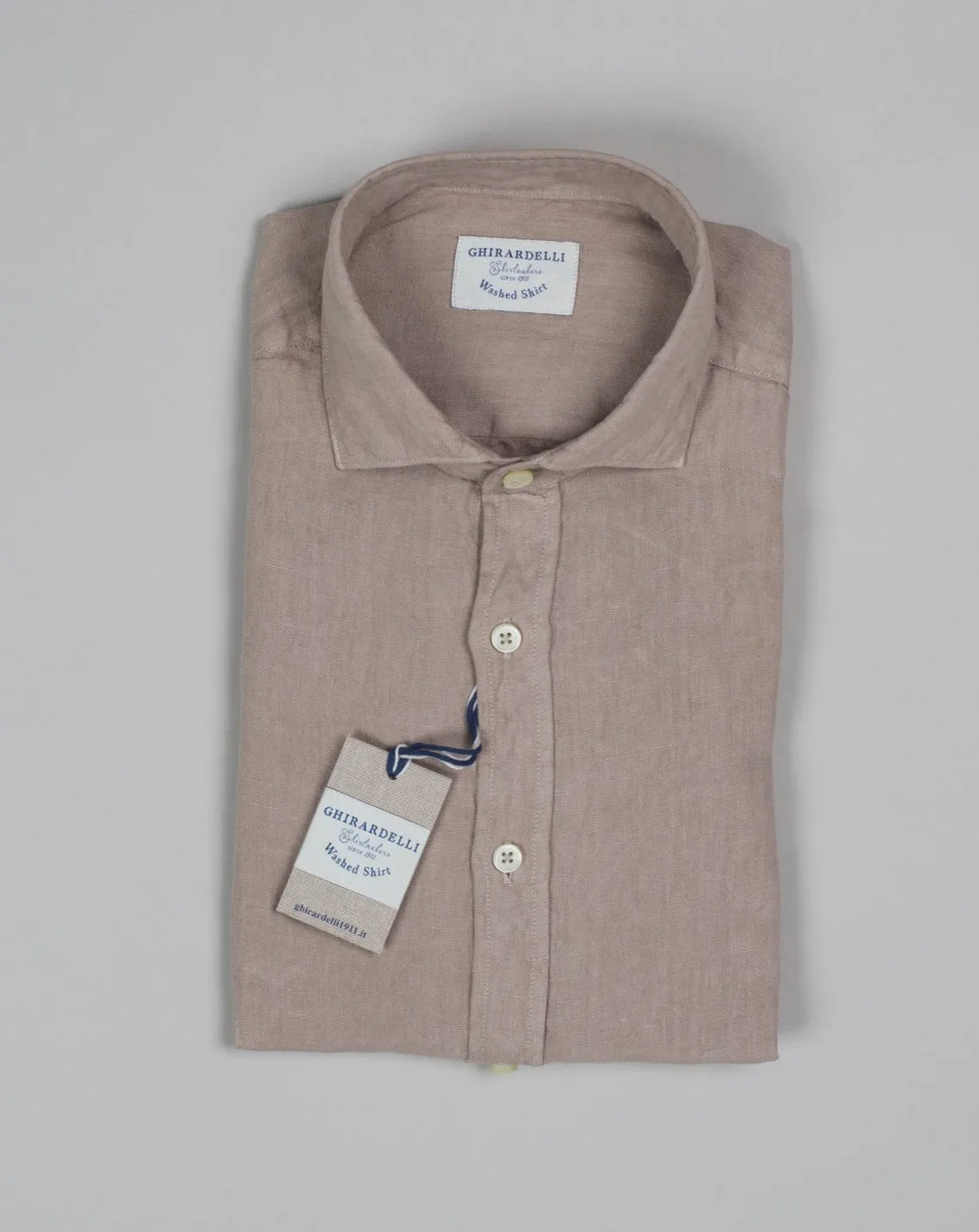 Ghirardelli Washed Linen Shirt / Beige