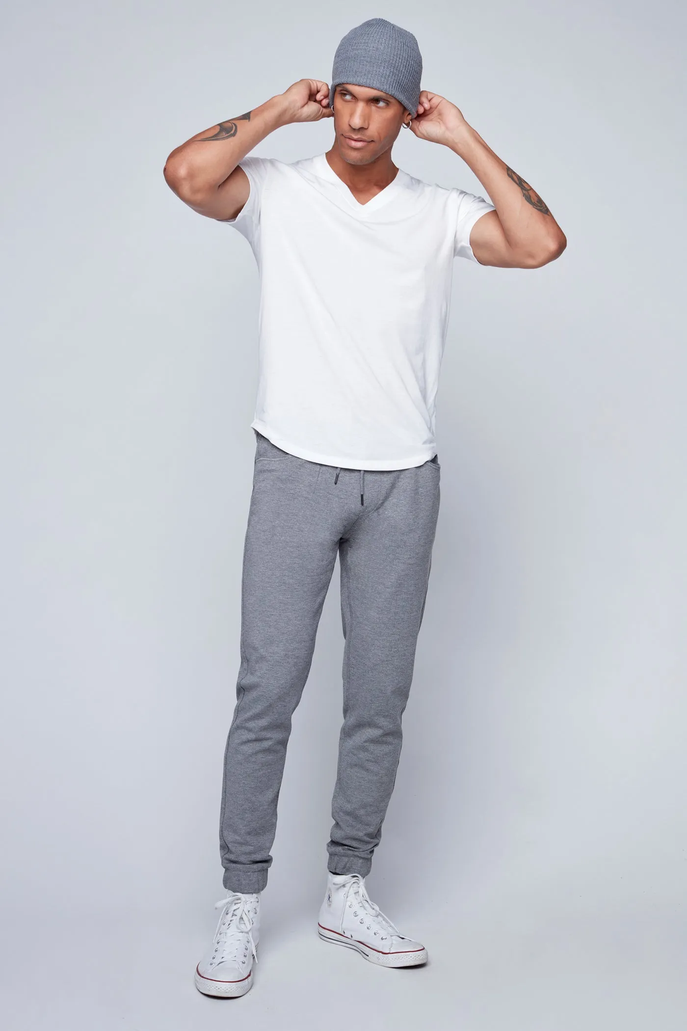 Classic Mid Grey Ponte Knit Jogger with 5 Pockets by JAGGER: Optimized Title