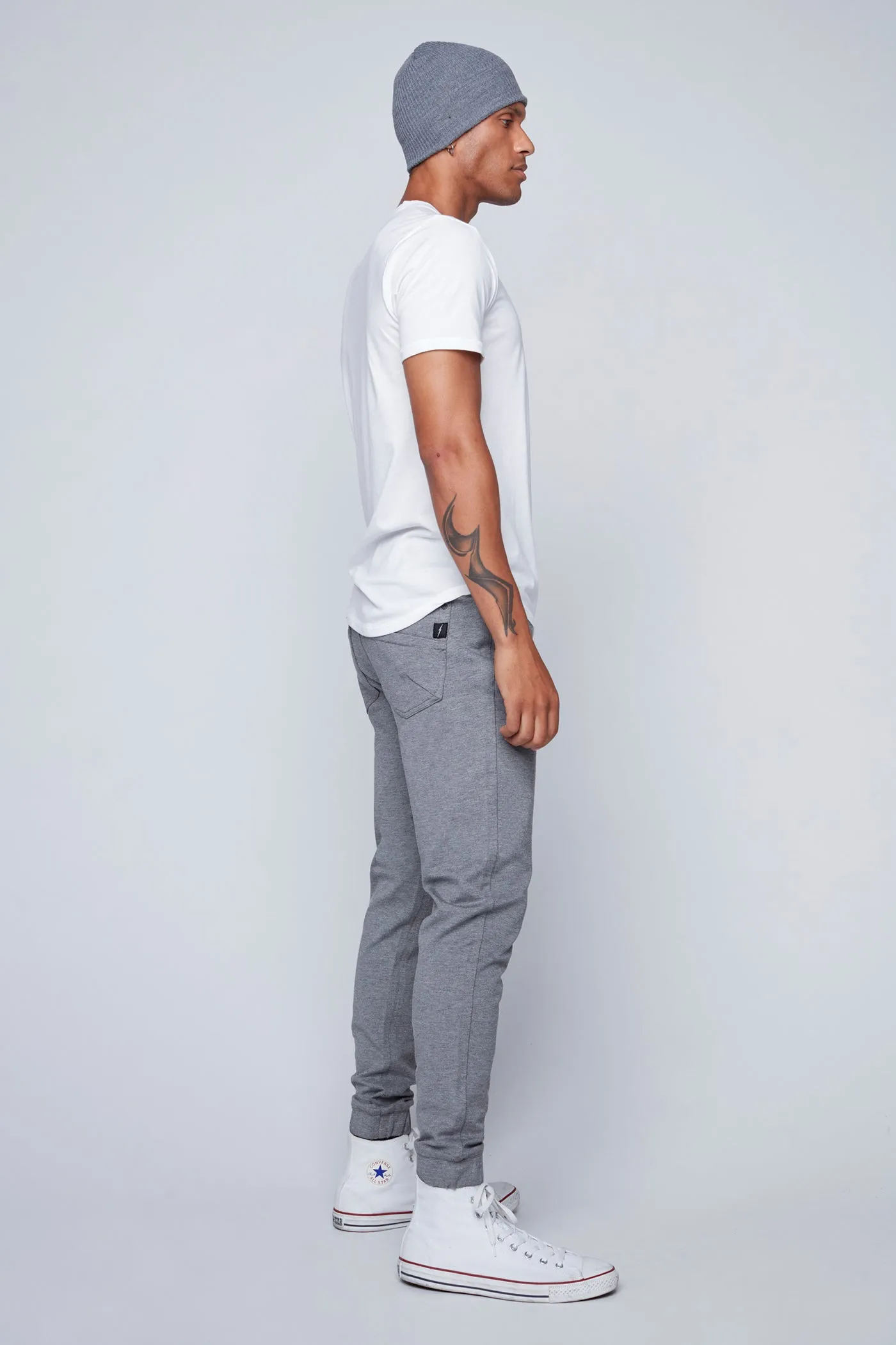 Classic Mid Grey Ponte Knit Jogger with 5 Pockets by JAGGER: Optimized Title