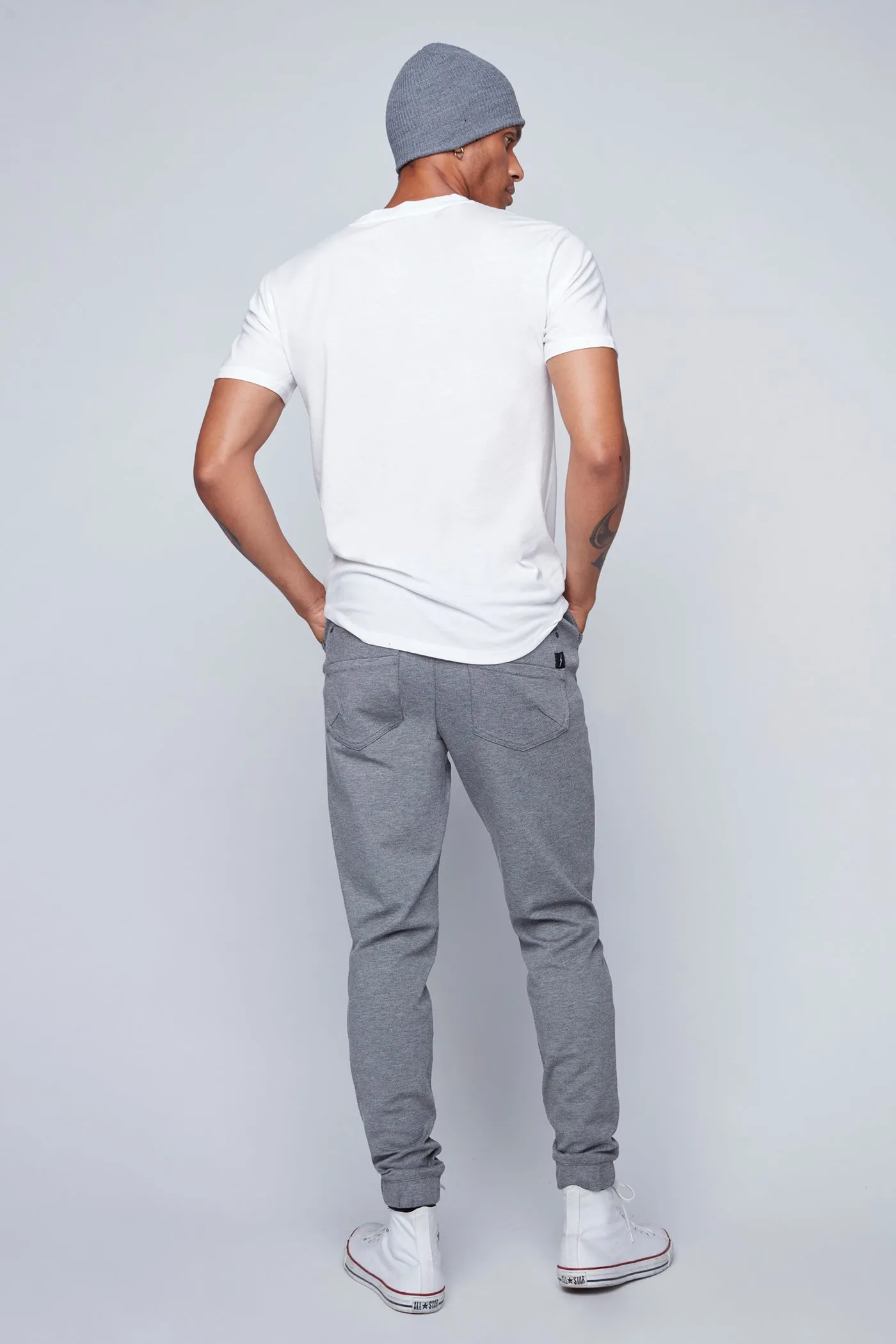 Classic Mid Grey Ponte Knit Jogger with 5 Pockets by JAGGER: Optimized Title