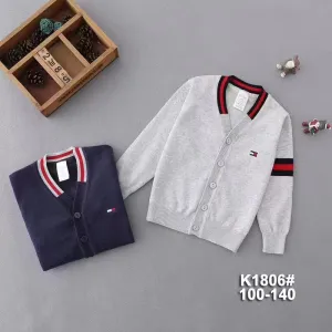 Kid Full Sleeves Button Down Jersey Navy&Grey