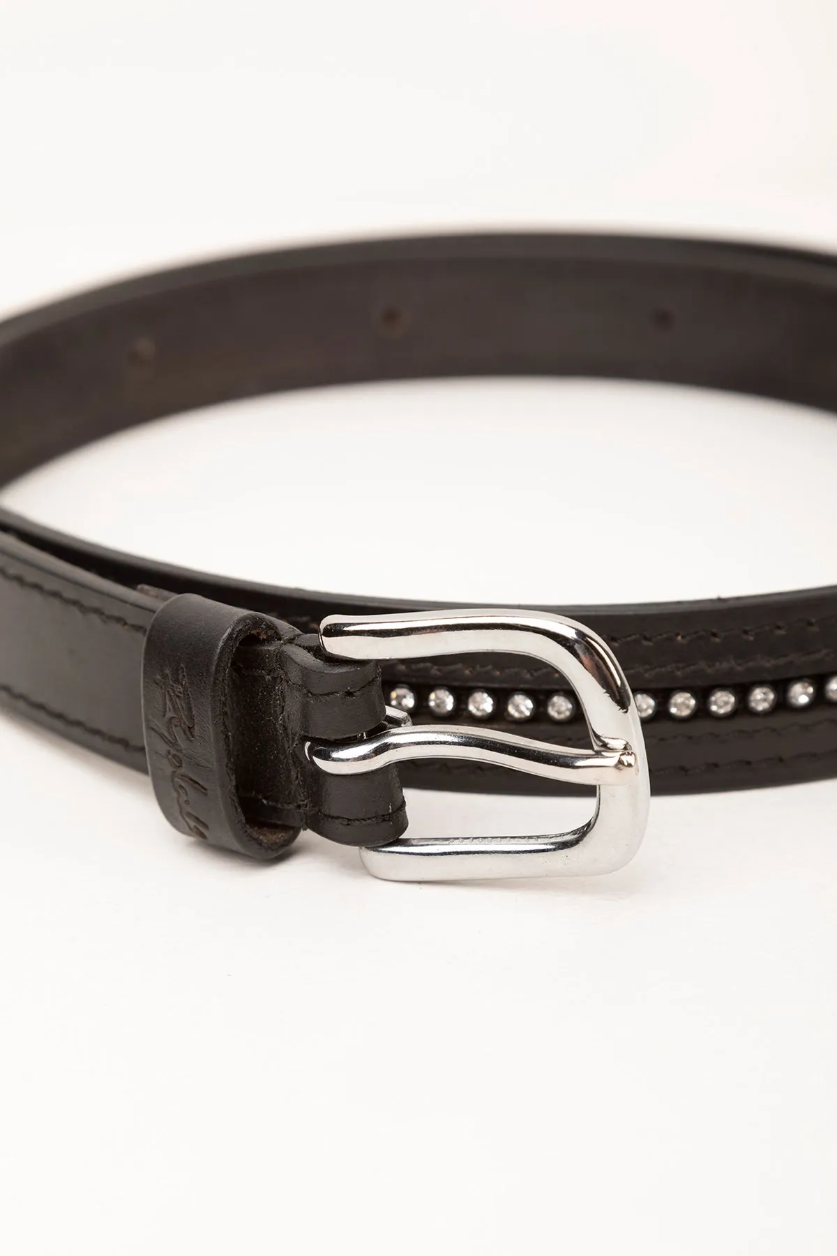 Ladies Diamante Leather Belt