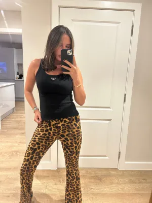 Leopard Scuba Flare Trousers