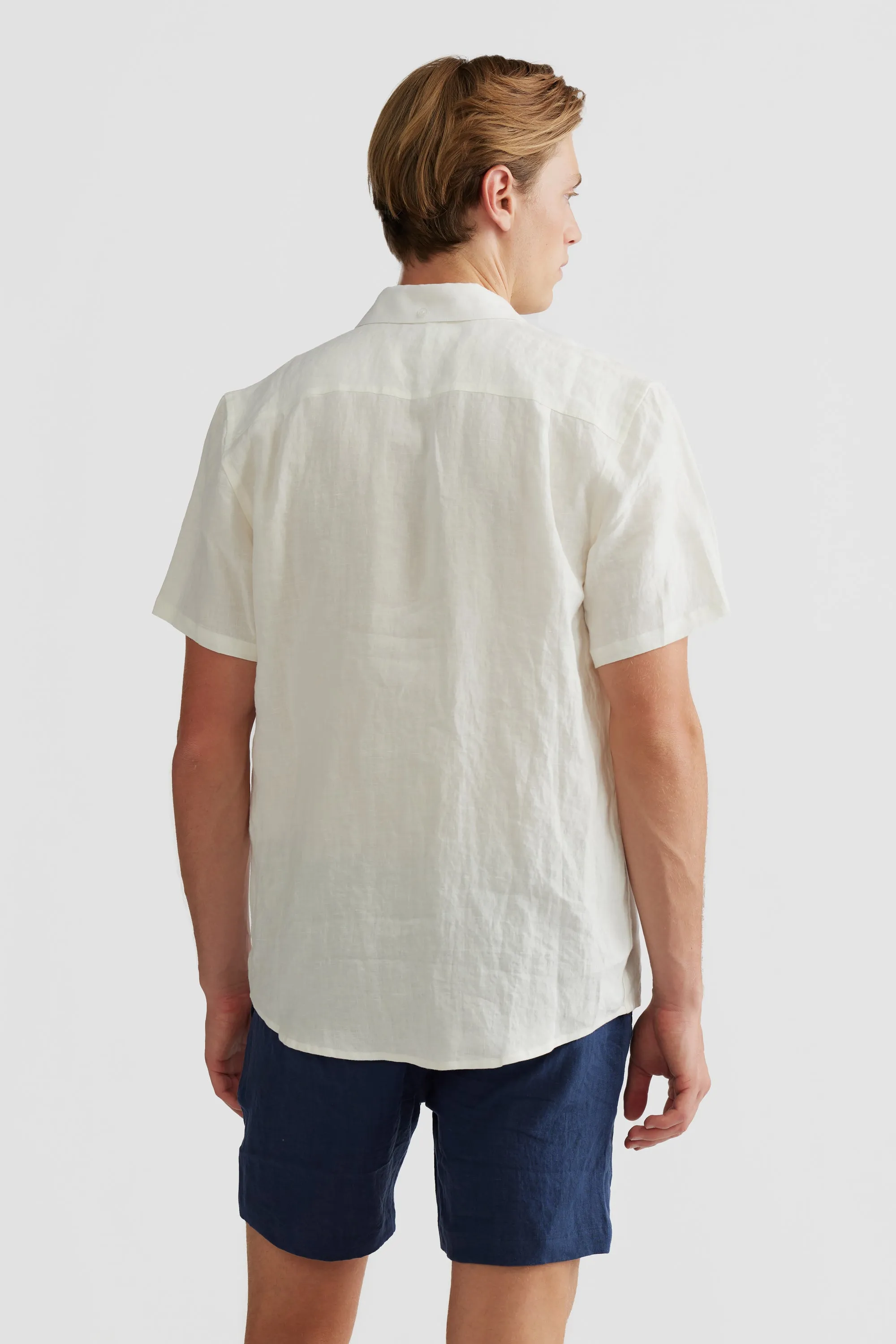 Linen Shirt Short Sleeve White