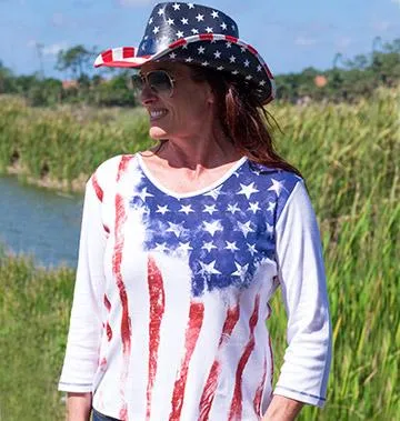 Old Glory 3/4 Sleeve Top