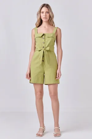 Olive Linen Romper