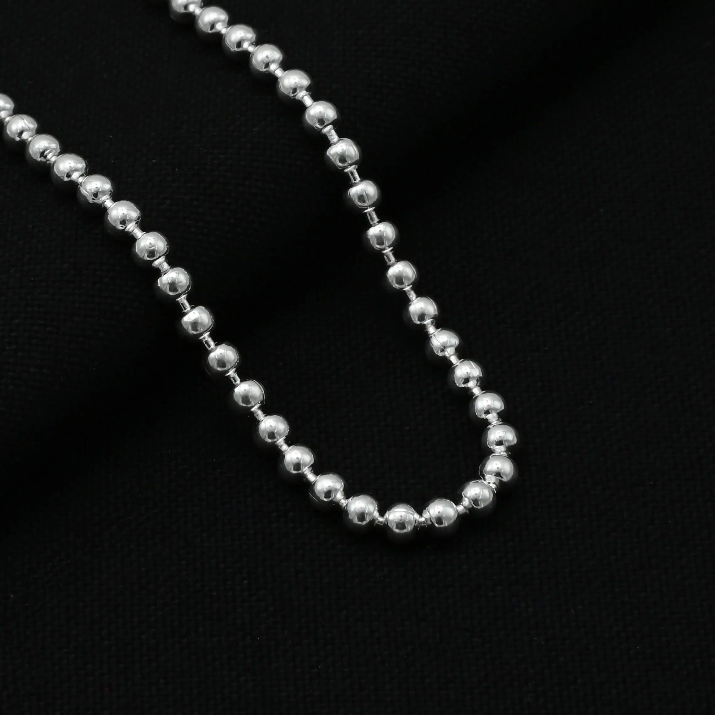 Silver Beads Simple Design Chain for Boys