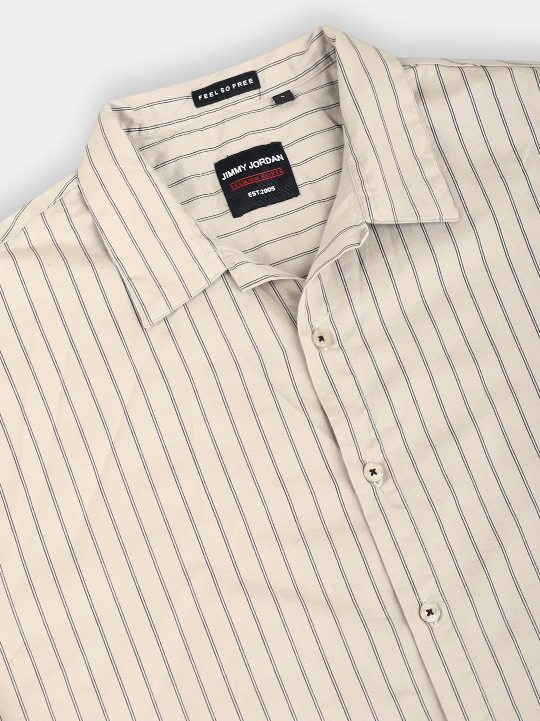 Stripe Vibe Grey Half Sleeve Shirt